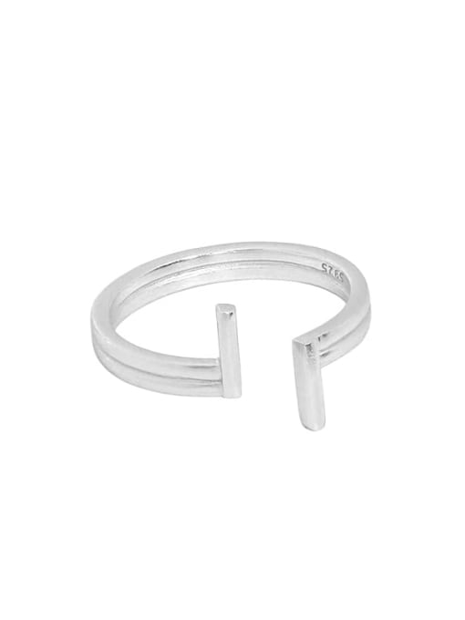 Silver [14 adjustable] 925 Sterling Silver Irregular Minimalist Band Ring